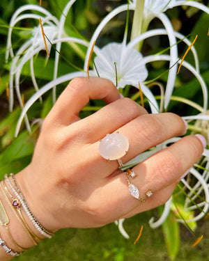 Jadeite and Diamond Oval Ring