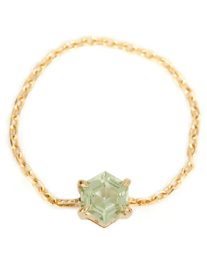 Petite Green Tourmaline Hexagon Chain Ring