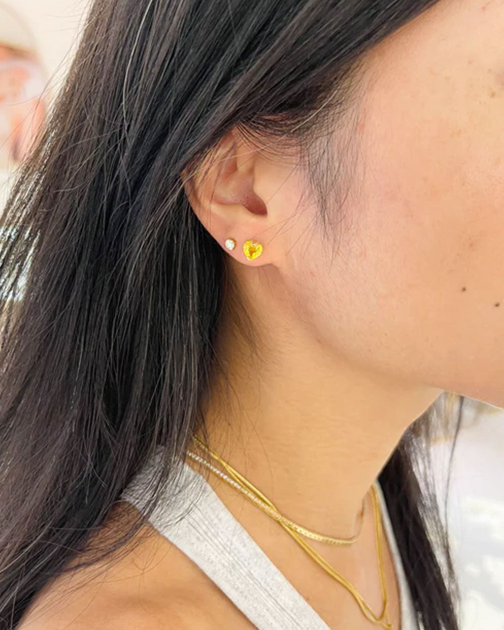 Yellow Sapphire Heart Stud Earrings