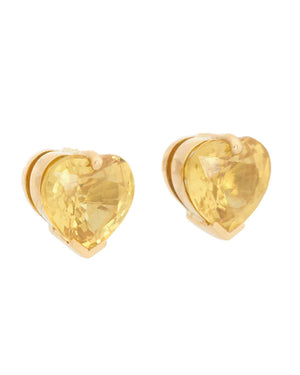 Yellow Sapphire Heart Stud Earrings
