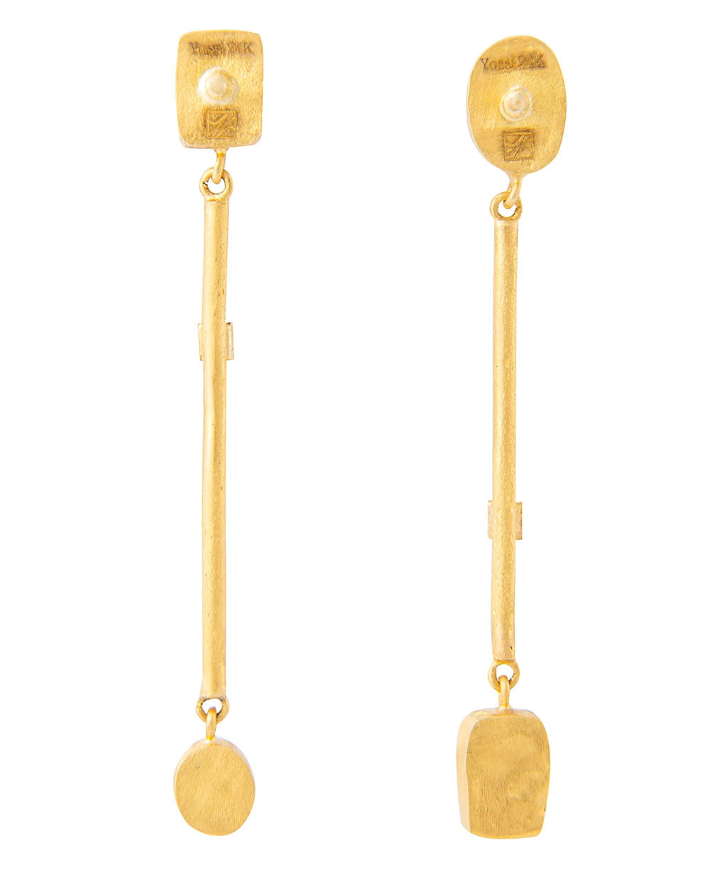 Gold Gemstone and Diamond Bar Reyna Earrings