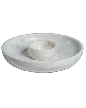 White Marble Chip and Dip Bowl