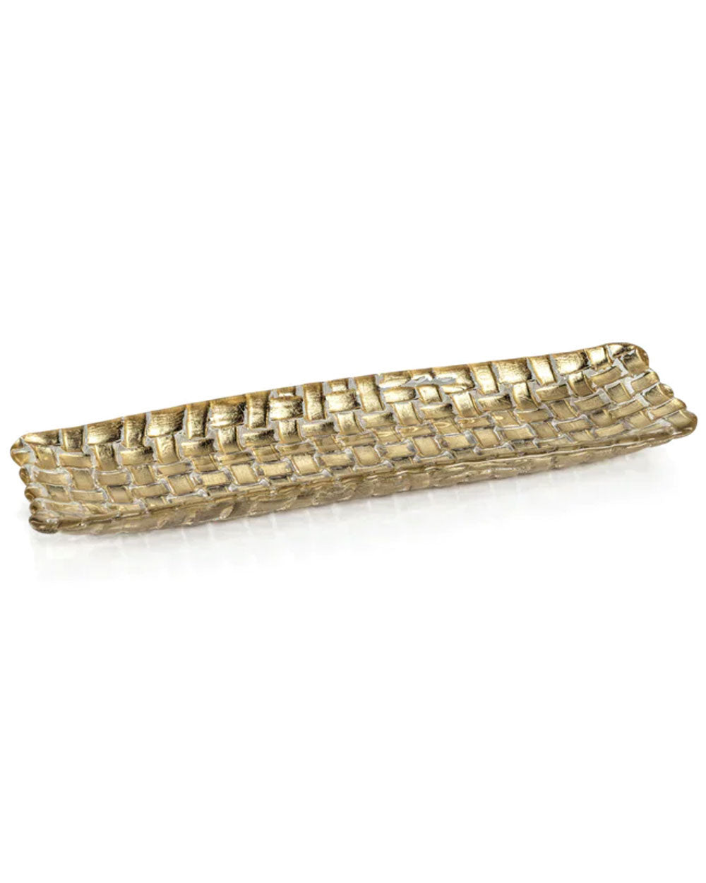 Braided Rectangle Glass Plate in Gold