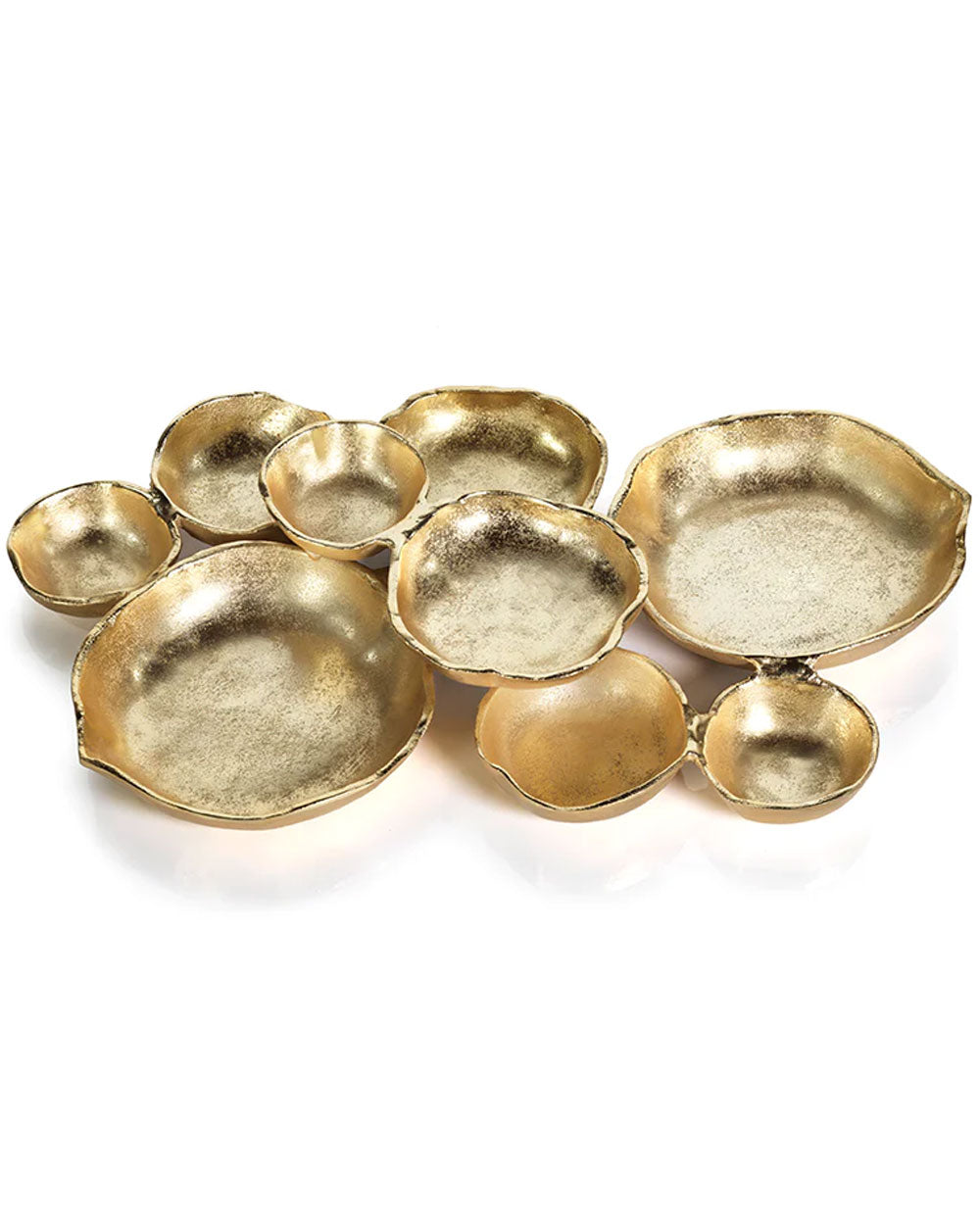 Cluster of Nine Serving Bowls in Gold
