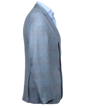 Light Blue and Beige Plaid Sportcoat