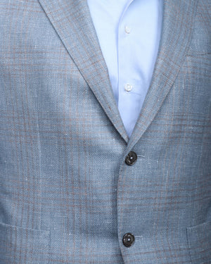 Light Blue and Beige Plaid Sportcoat