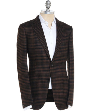 Brown and Black Cashmere Blend Plaid Sportcoat