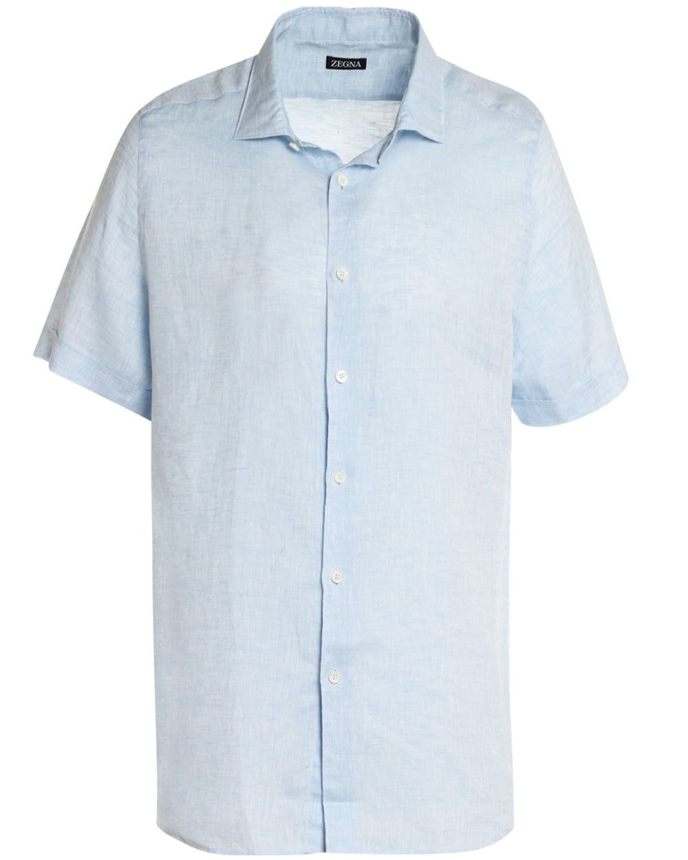 Heathered Blue Linen Short Sleeve Sportshirt