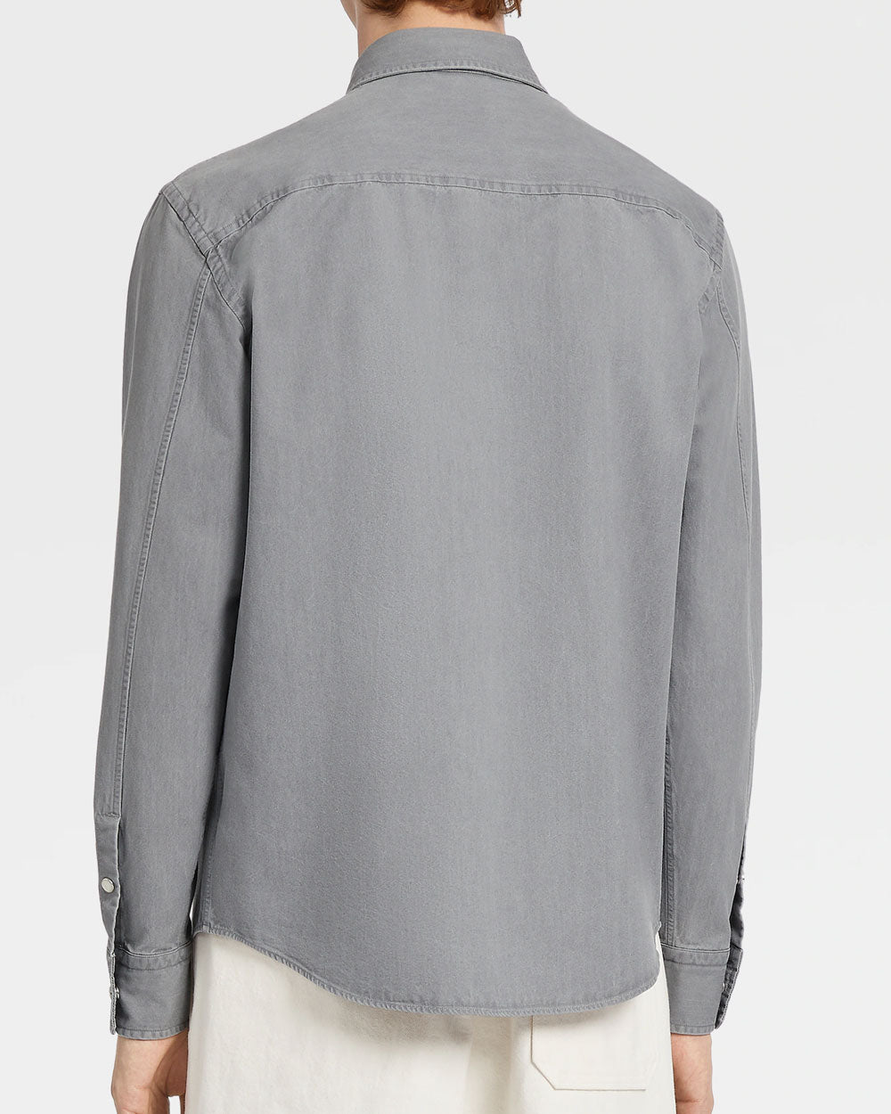 Light Grey Pure Cotton Denim Sportshirt