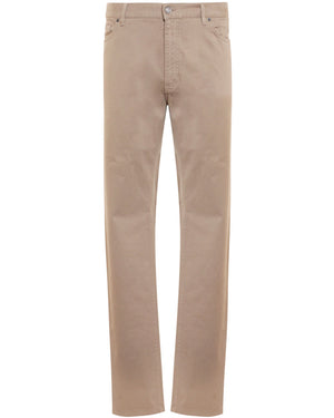 Light Taupe Cotton Blend Casual Pant