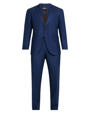 Navy and Blue Tonal Plaid Centoventimila Suit