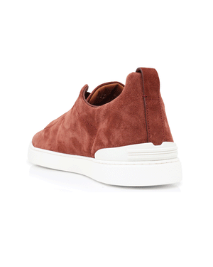 Suede Triple Stitch Sneaker in Dark Blush