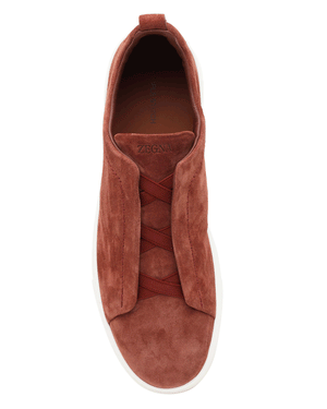 Suede Triple Stitch Sneaker in Dark Blush