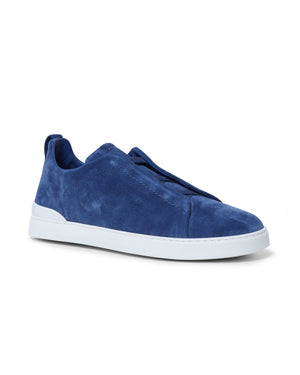 Utility Suede Triple Stitch Sneakers in Light Blue