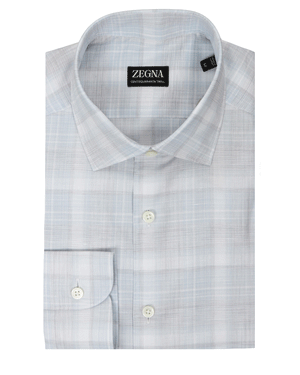 White and Blue Overcheck Sportshirt