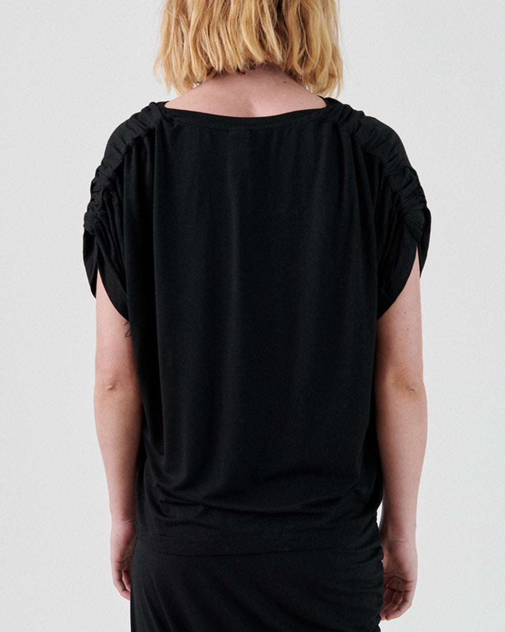 Black Jersey Ruched Muscle Tank