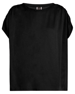 Black Jersey Ruched Muscle Tank