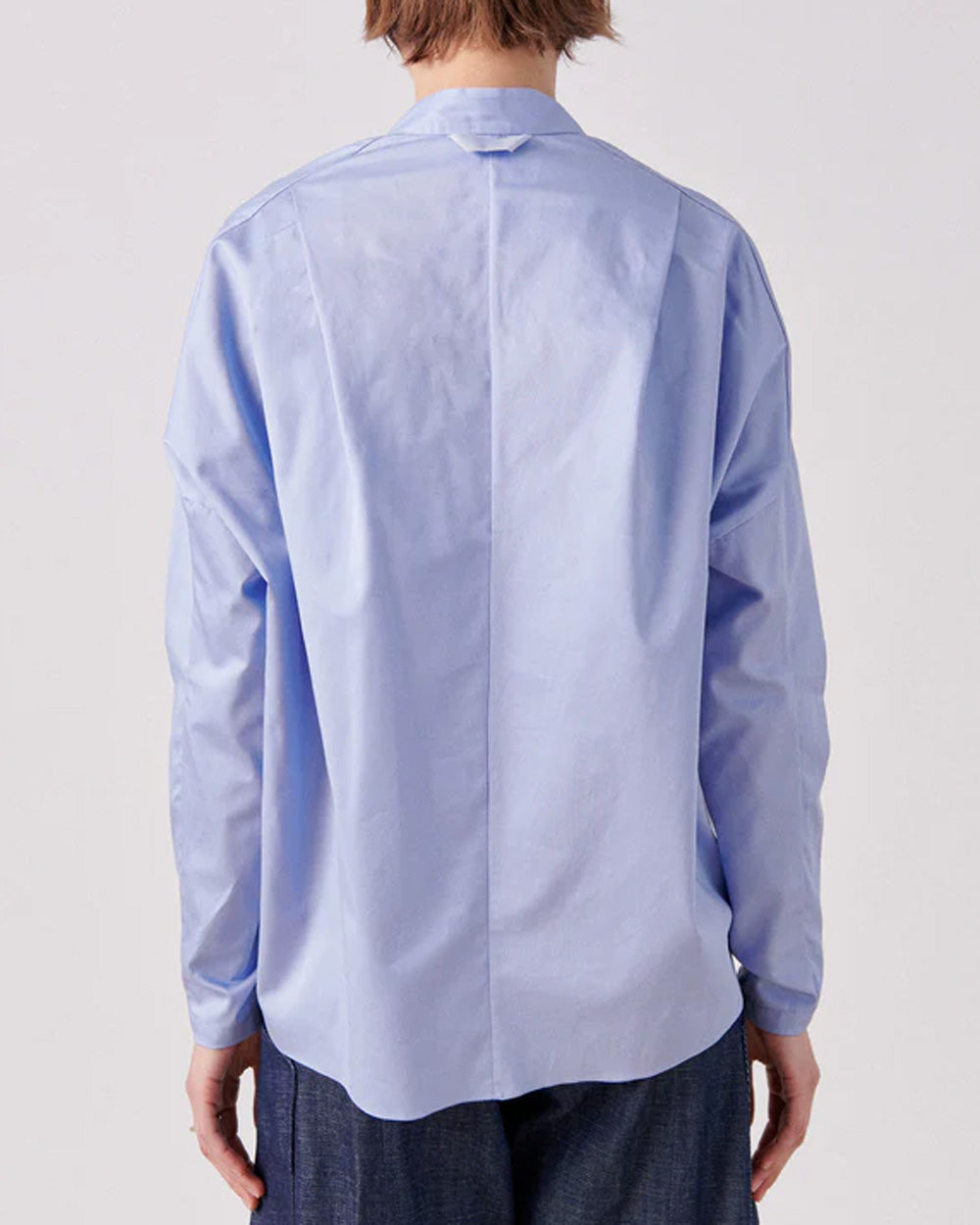 Chambray Blue Cotton Long Sleeve Fin Gaban Shirt
