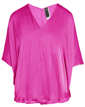 Fuchsia Silk Crepe Circle Top