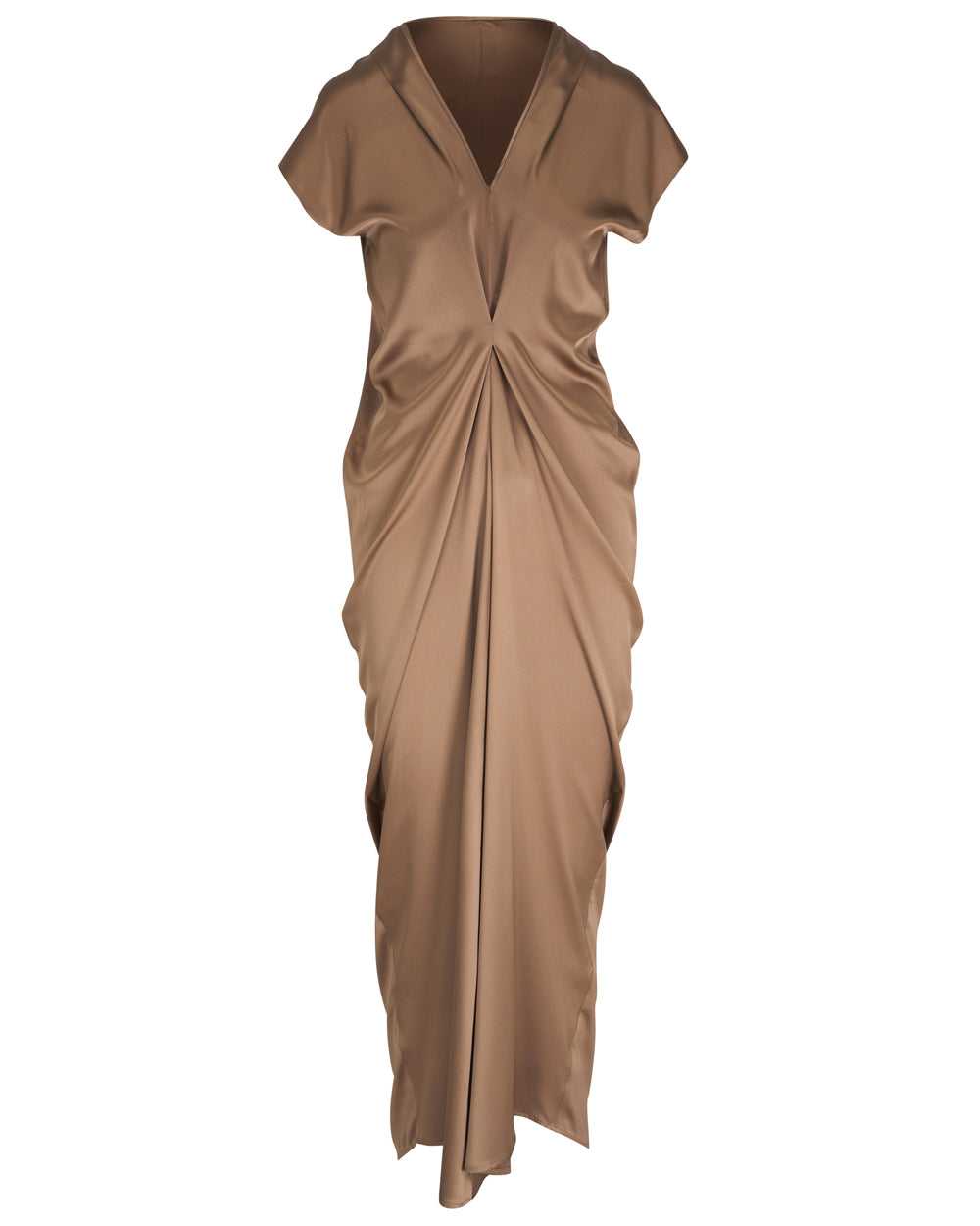 Olive Silk Charmeuse Long Muse Dress