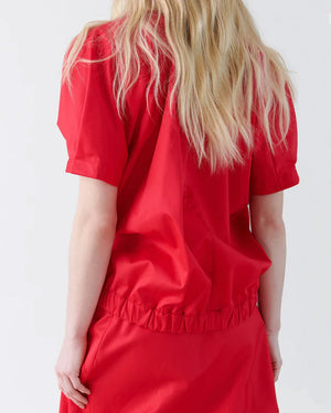 Red Cotton Rae Bomber Top