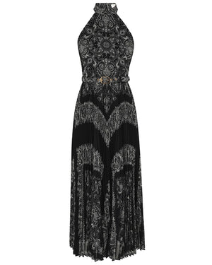 Black Paisley Sunray Halterneck Picnic Dress