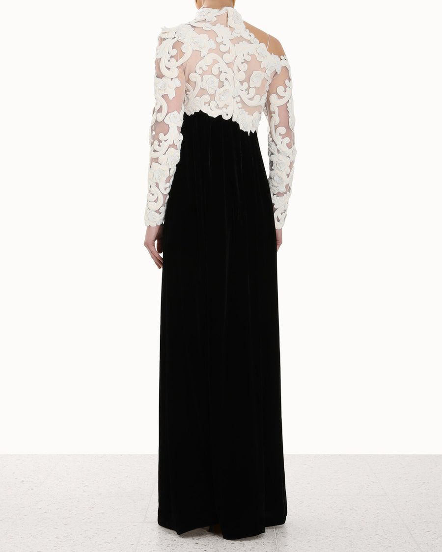 Black Sensory Velvet Bodice Gown