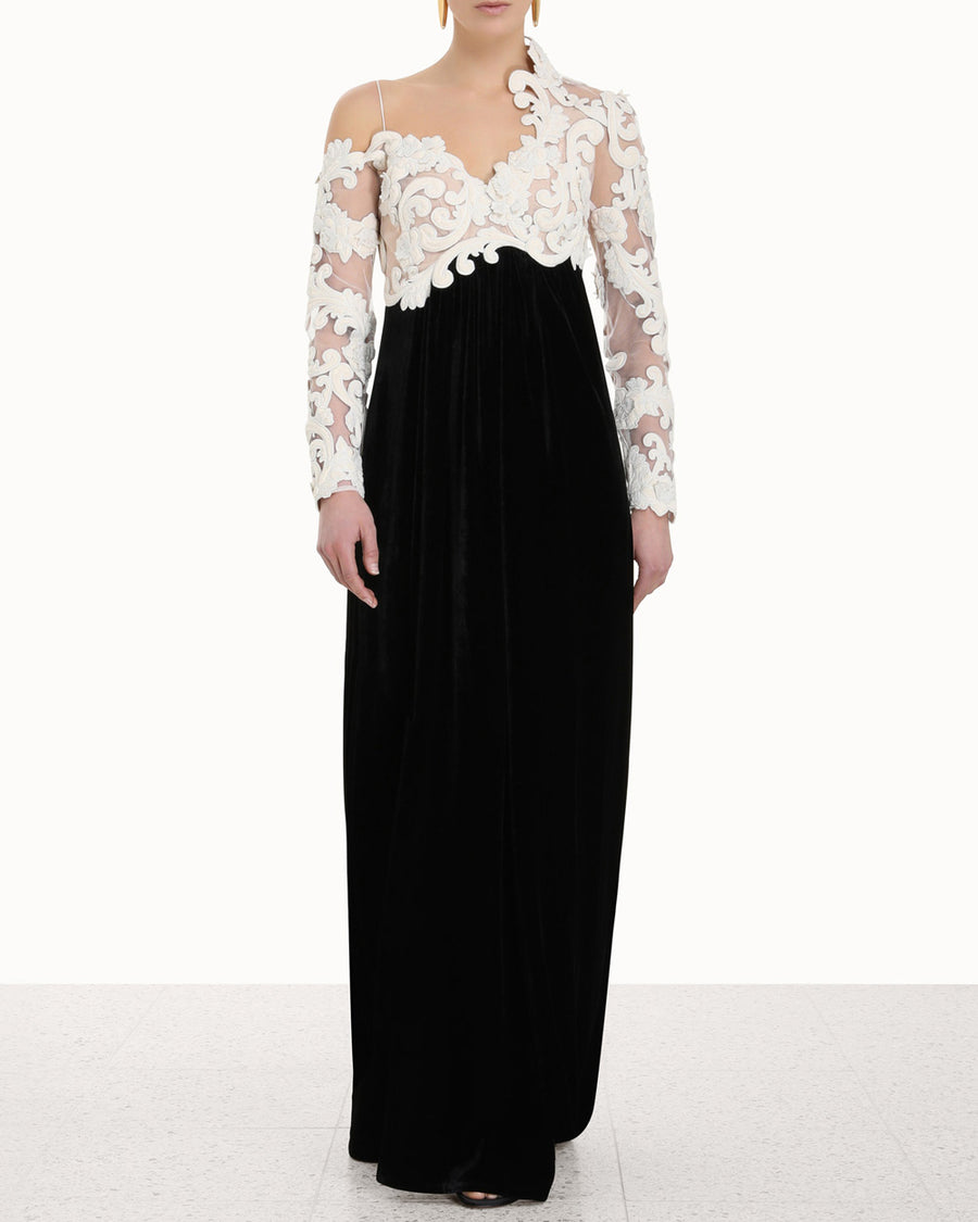 Black Sensory Velvet Bodice Gown
