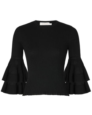 Black Story Ruffle Top