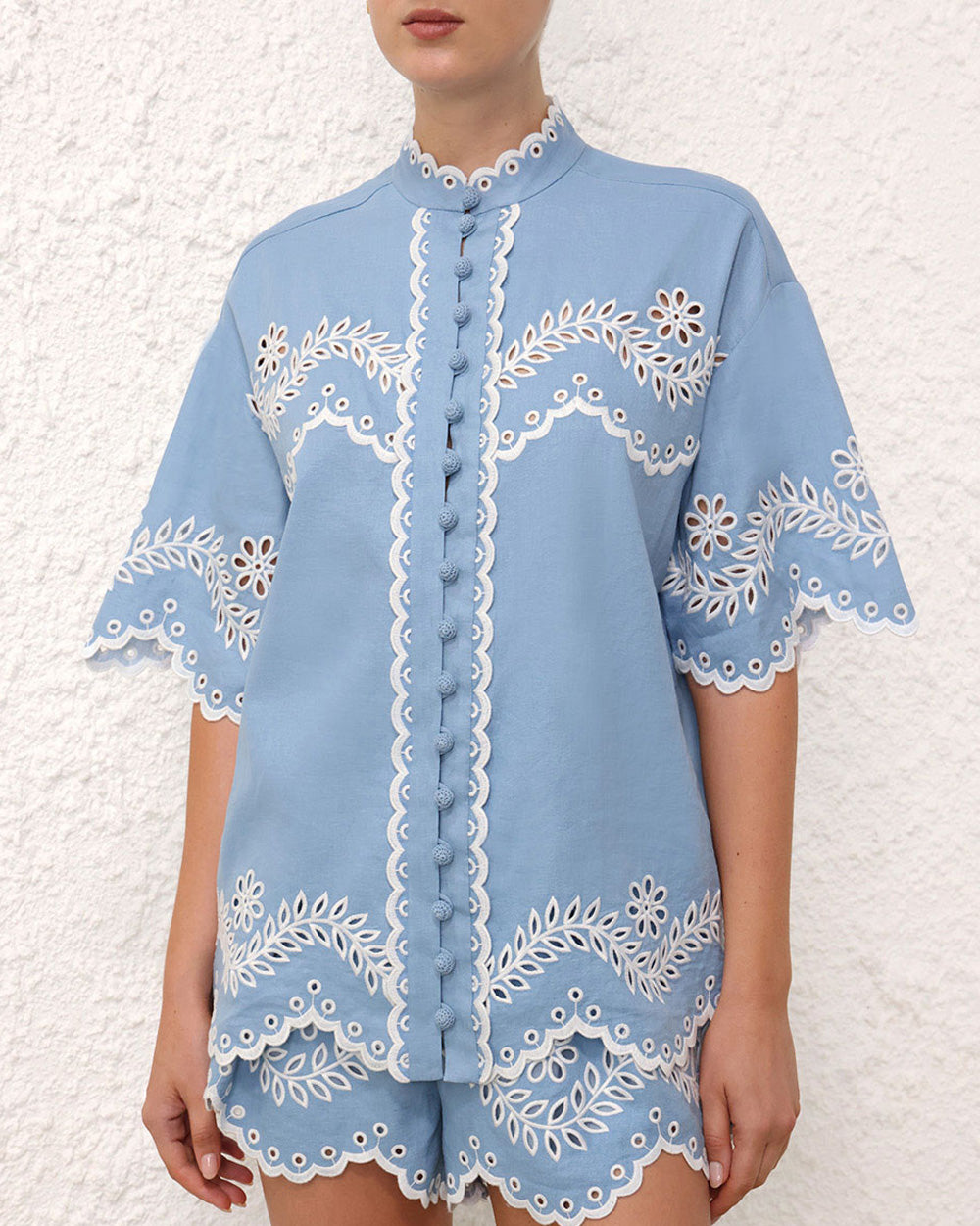 Blue Embroidered Junie Shirt