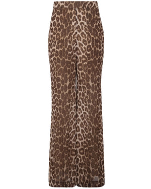 Chocolate Leopard Illustration Flare Pant