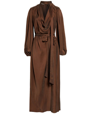 Chocolate Silk Billow Dress