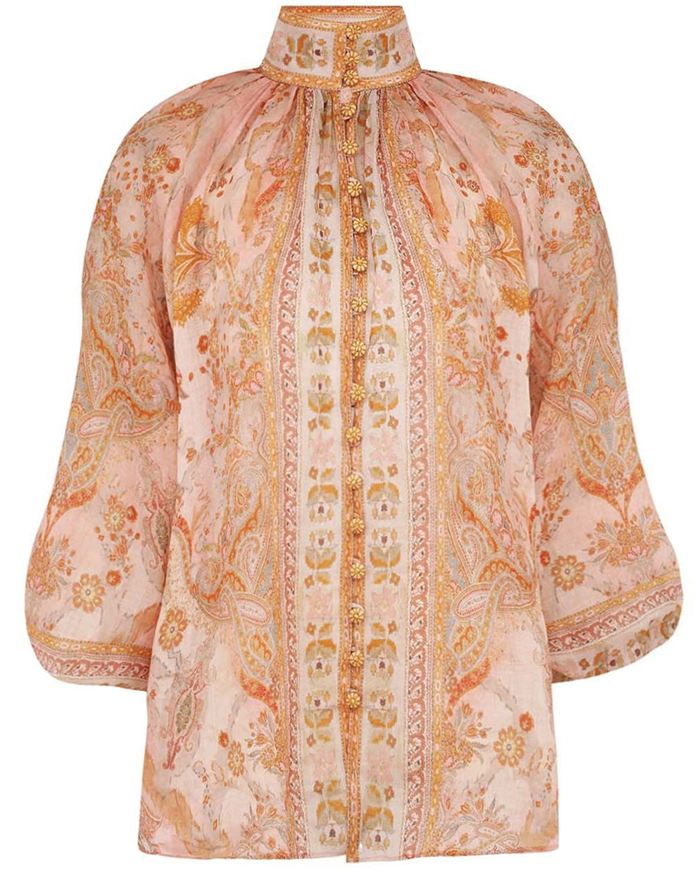 Cream and Pink Paisley Acacia Billow Blouse