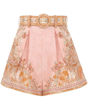 Cream and Pink Paisley Acacia Tuck Short