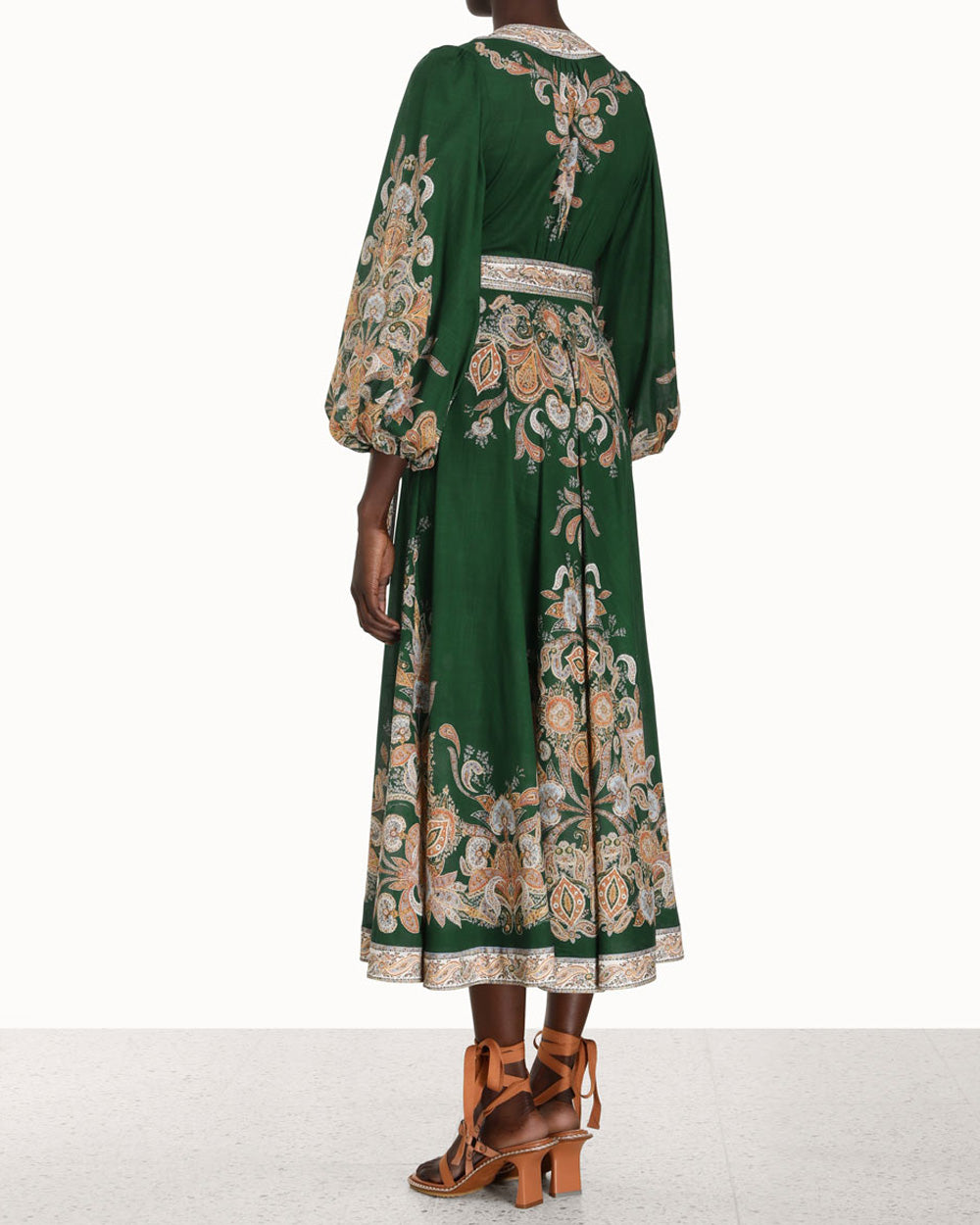 Emerald Paisley Devi Wrap Midi Dress