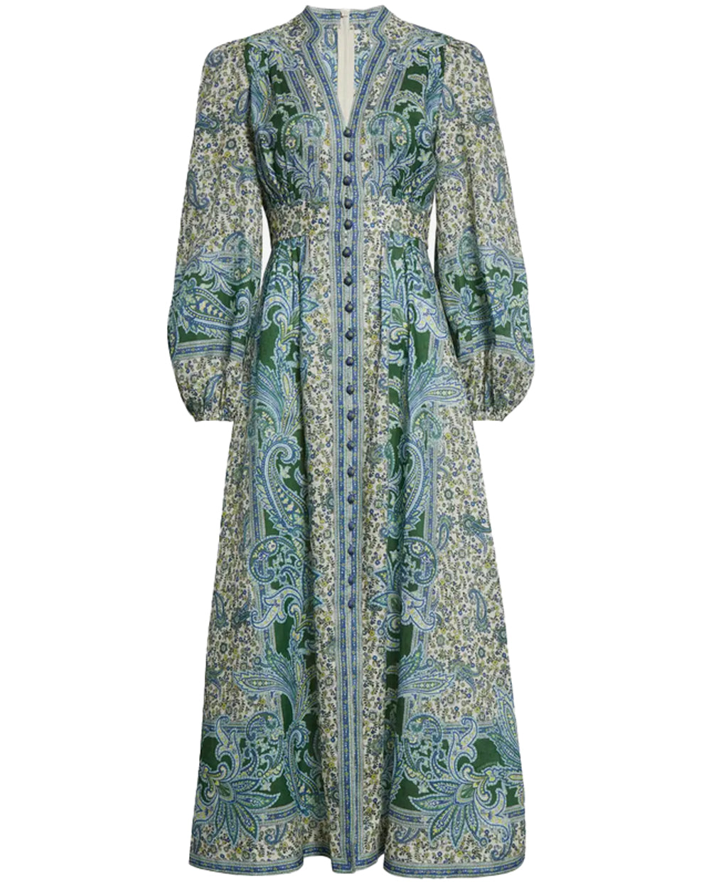 Zimmermann Green Paisley Ottie Plunge Midi Dress – Stanley Korshak