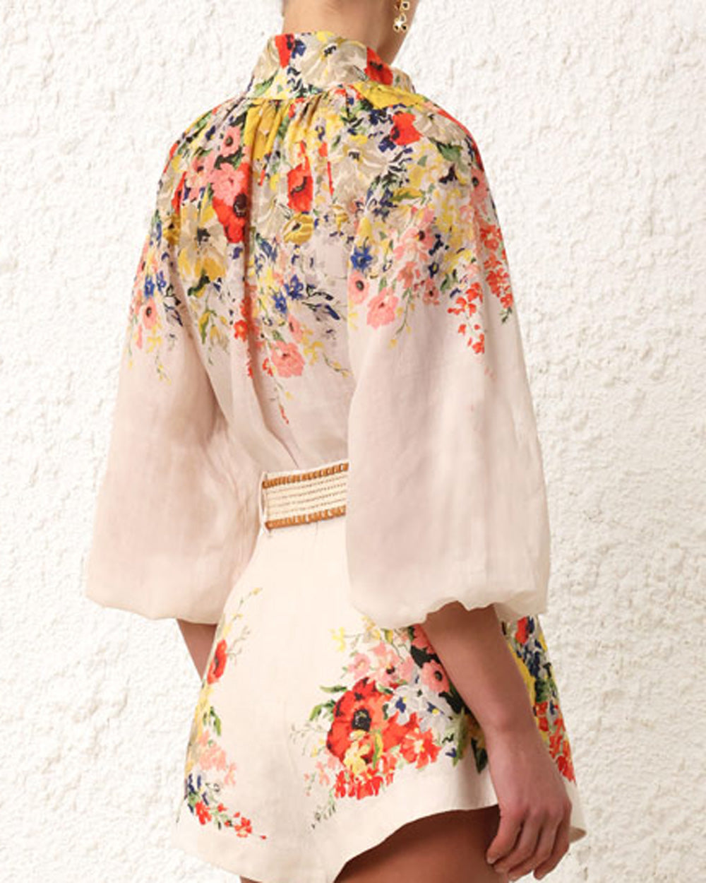 Ivory Floral Alight Billow Blouse