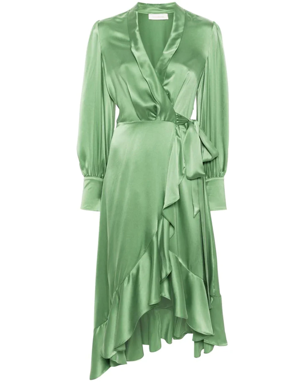 Matcha Silk Wrap Midi Dress