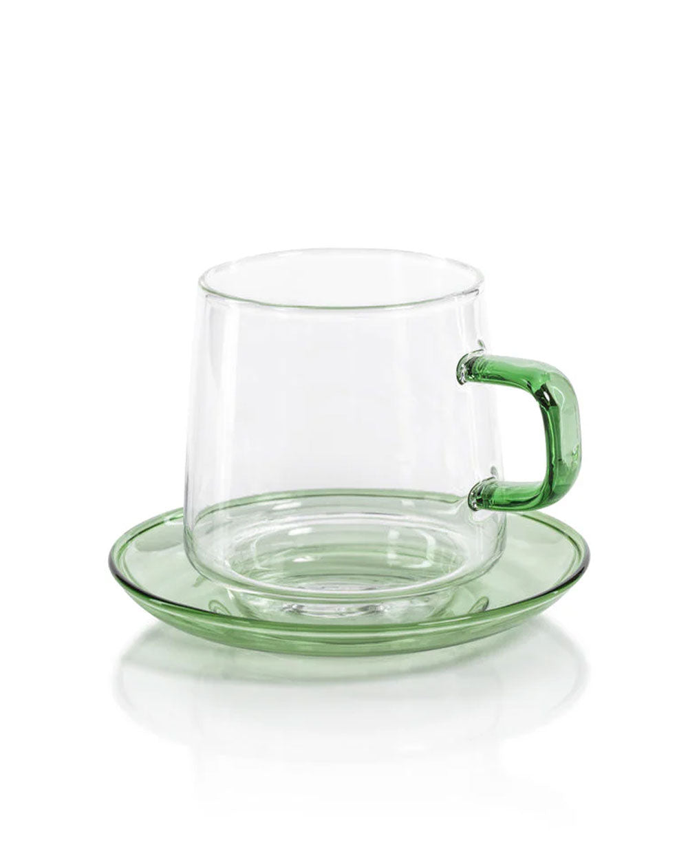 Baglioni Glass Tea and Coffee Cup with Saucer in Green