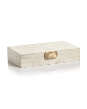 White Bone Design Box with Brass Knob