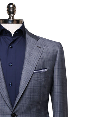 Navy and Grey Plaid Suit