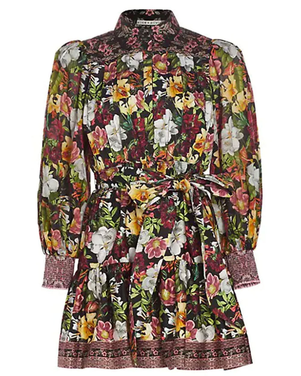 Esssentiel Antwerp Juniper Flower Tiffie Drama Sleeve Belt Mini Dress ...