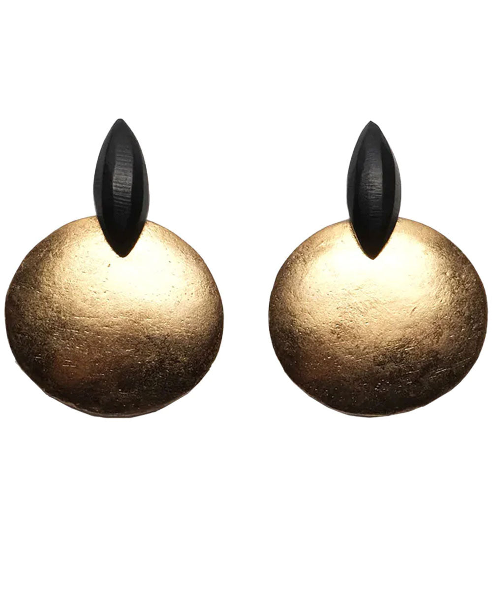 Feleme Black Top and Goldfoil Circle Clip On Earrings