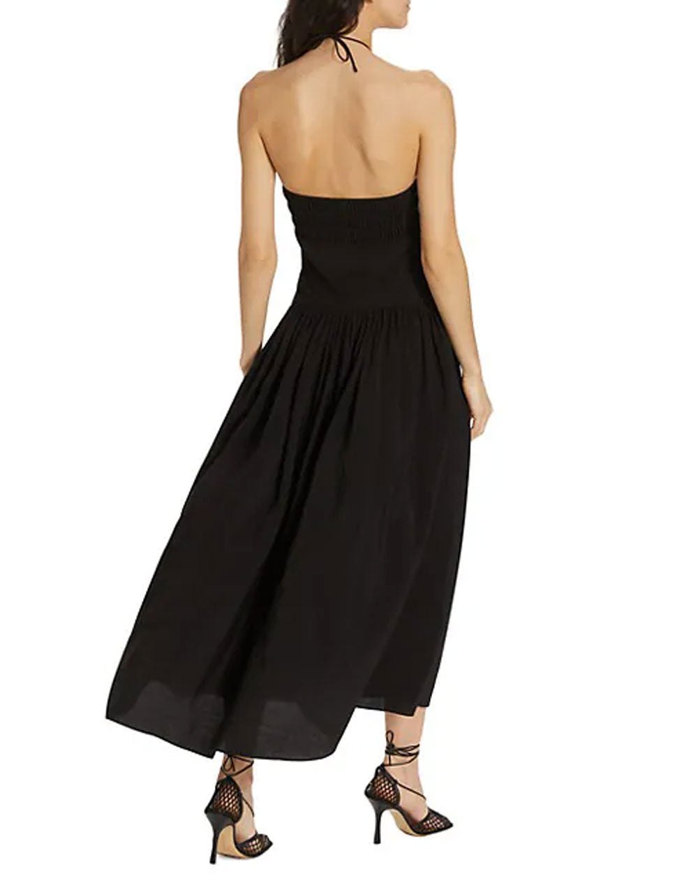 Black Ruched Halter Neck Dress