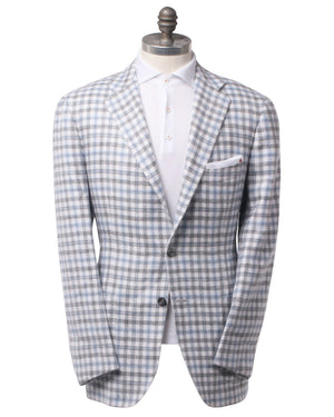 Grey and Light Blue Plaid Sportcoat