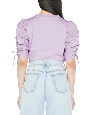 Lilac Ruched Tie Sleeve Tee
