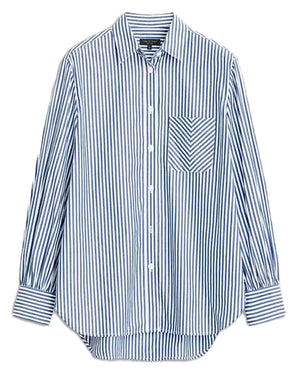Blue and White Maxine Cotton Stripe Shirt