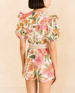 Macaw Bloom Off-White Romper