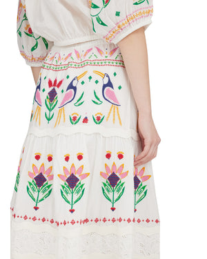 Vivid Garden Off-White Maxi Skirt