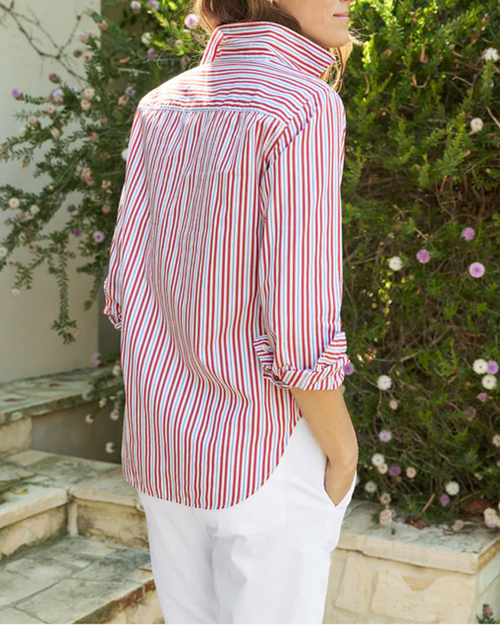 Red and Blue Stripe Frank Button Up Shirt